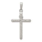 Sterling Silver 925 INRI Cross Pendant with Polished Textured Finish