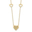 14K Polished and Filigree Heart Stations with 1in. ext. Necklace