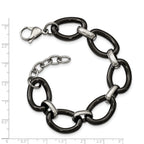 Stainless Steel Polished with Black Ceramic with ext. Bracelet for Women