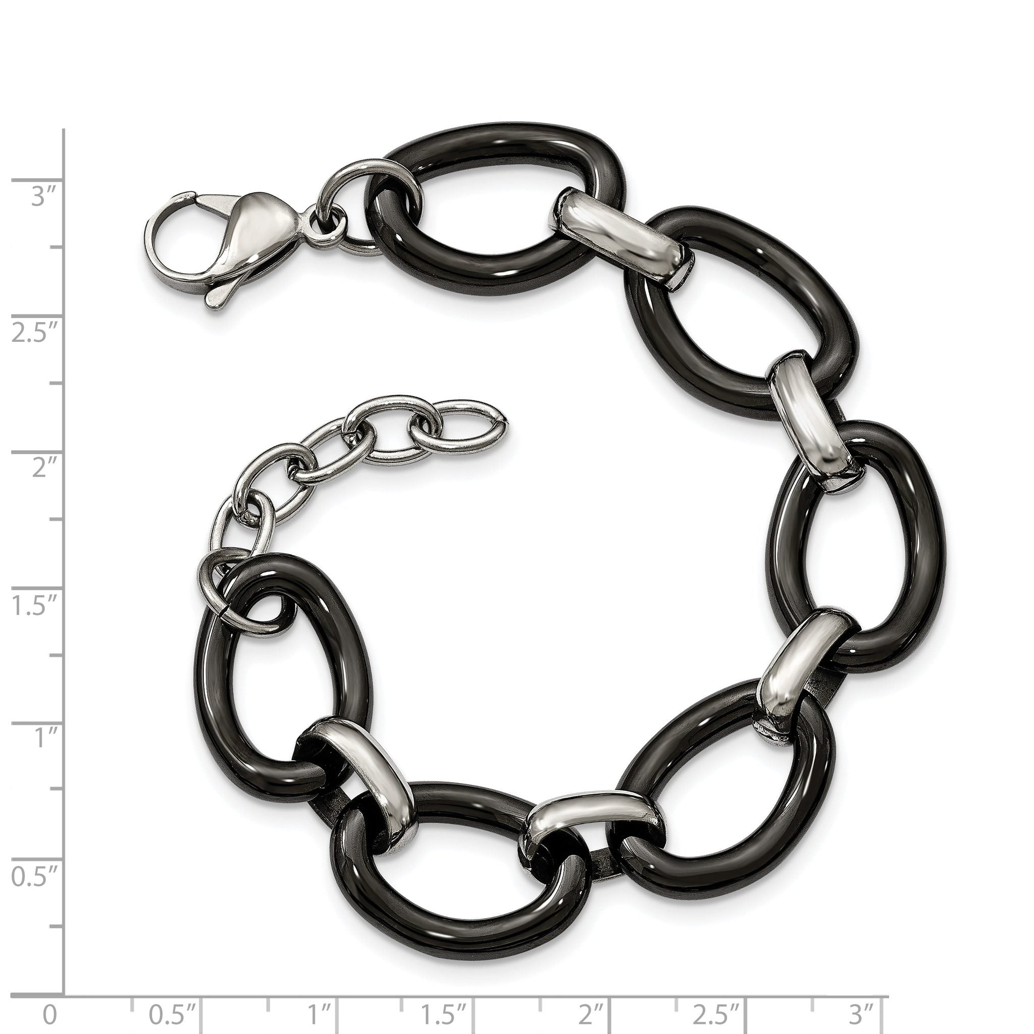 Stainless Steel Polished with Black Ceramic with ext. Bracelet for Women