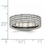 Cubic Zirconia Wedding Band in Titanium, 6mm