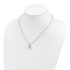 Brilliant Gemstones Sterling Silver with 14K Accent Rhodium-plated Green Quartz and Diamond 18 Inch Necklace with 2 Inch Extender