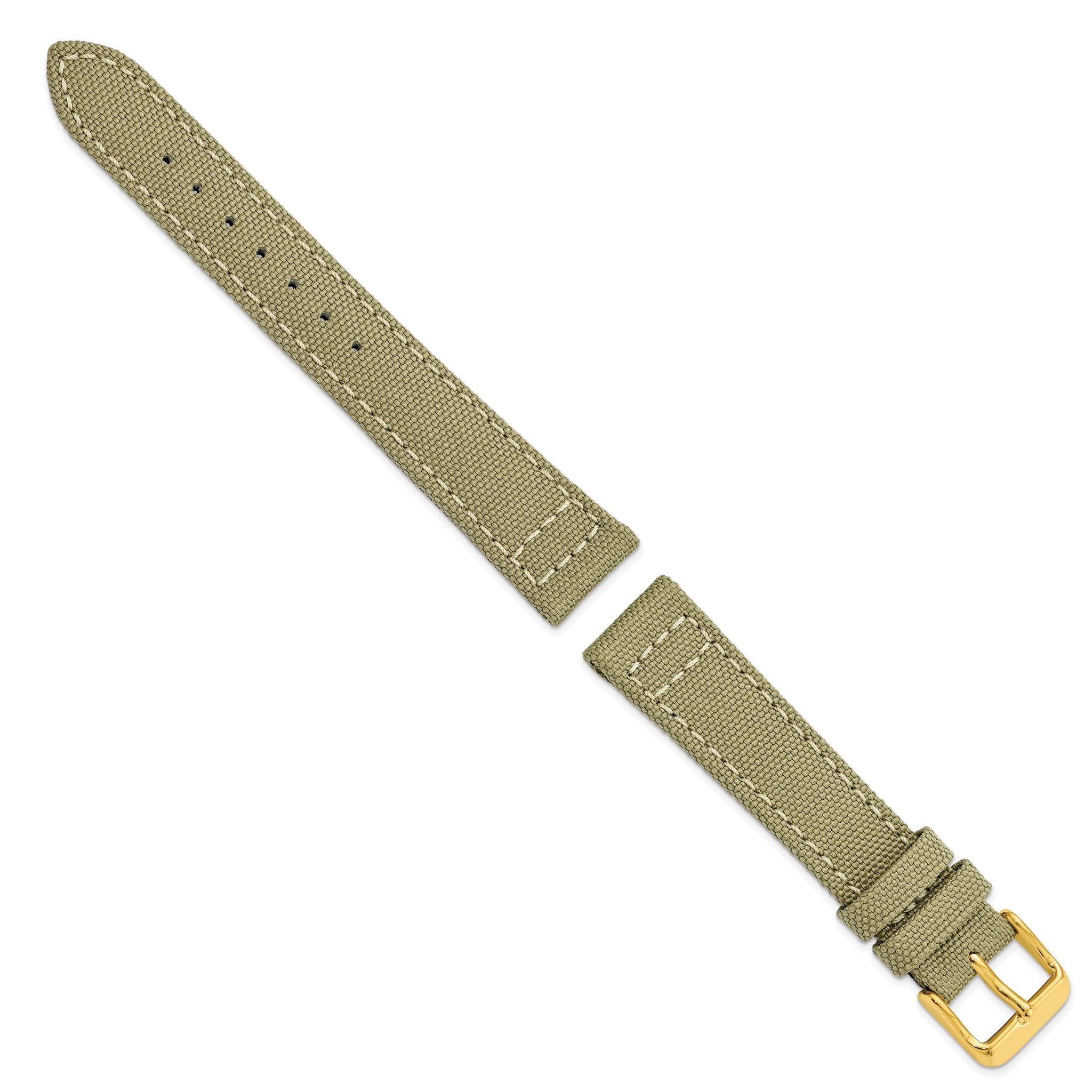 Beige Canvas Watch Band with Leather Lining, 20mm