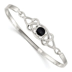 Sophia Jewelers Sterling Silver Onyx Celtic Bangle with Flexible Design