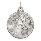 Sterling Silver 925 Ecce Homo Medal with Antiqued Finish Solid Pendant