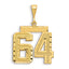 14K Small Diamond-cut Number 64 Charm