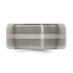 Titanium Silver Inlay Wedding Band with Polished Brushed Finish