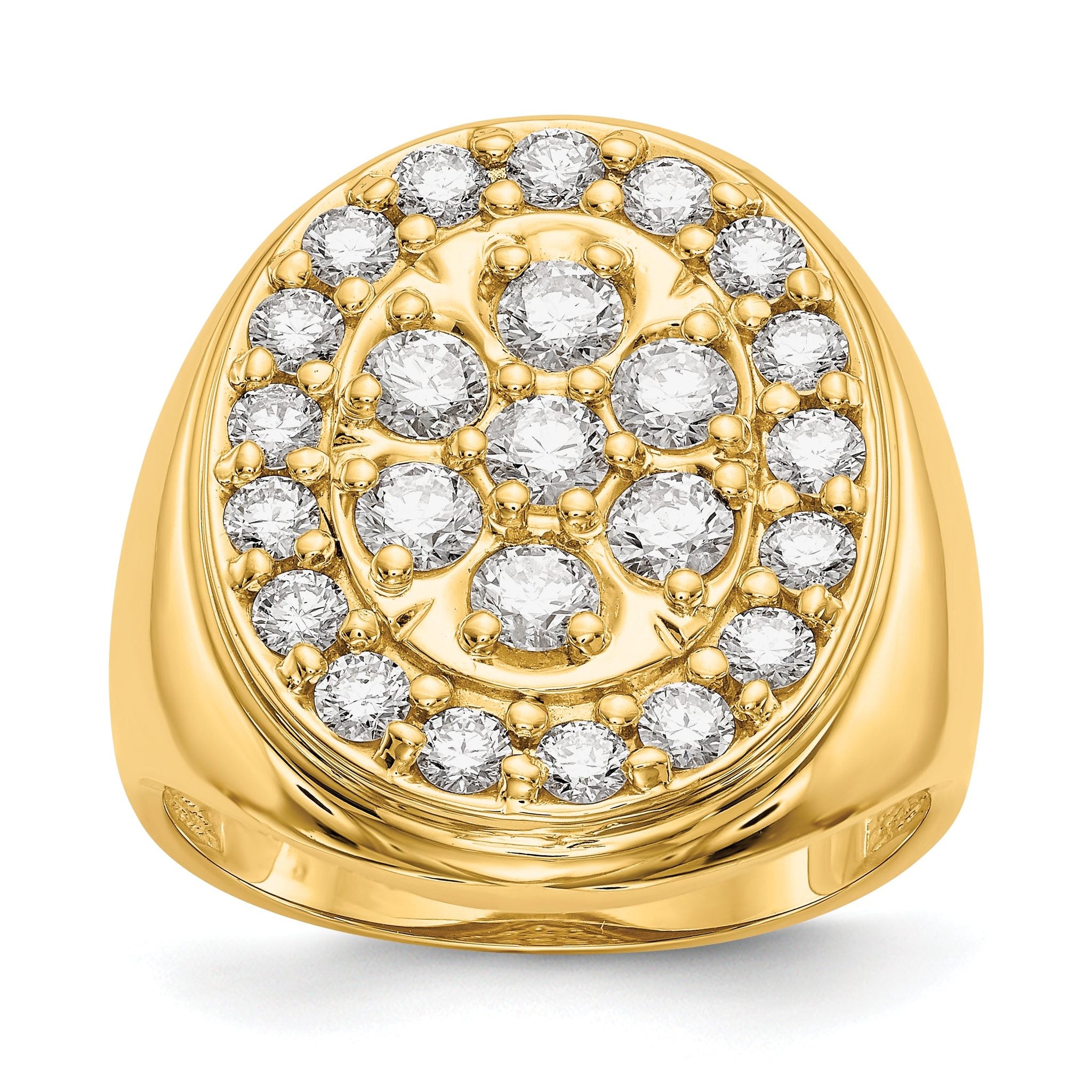 14k 2 carat AAA Diamond Mens Cluster Ring