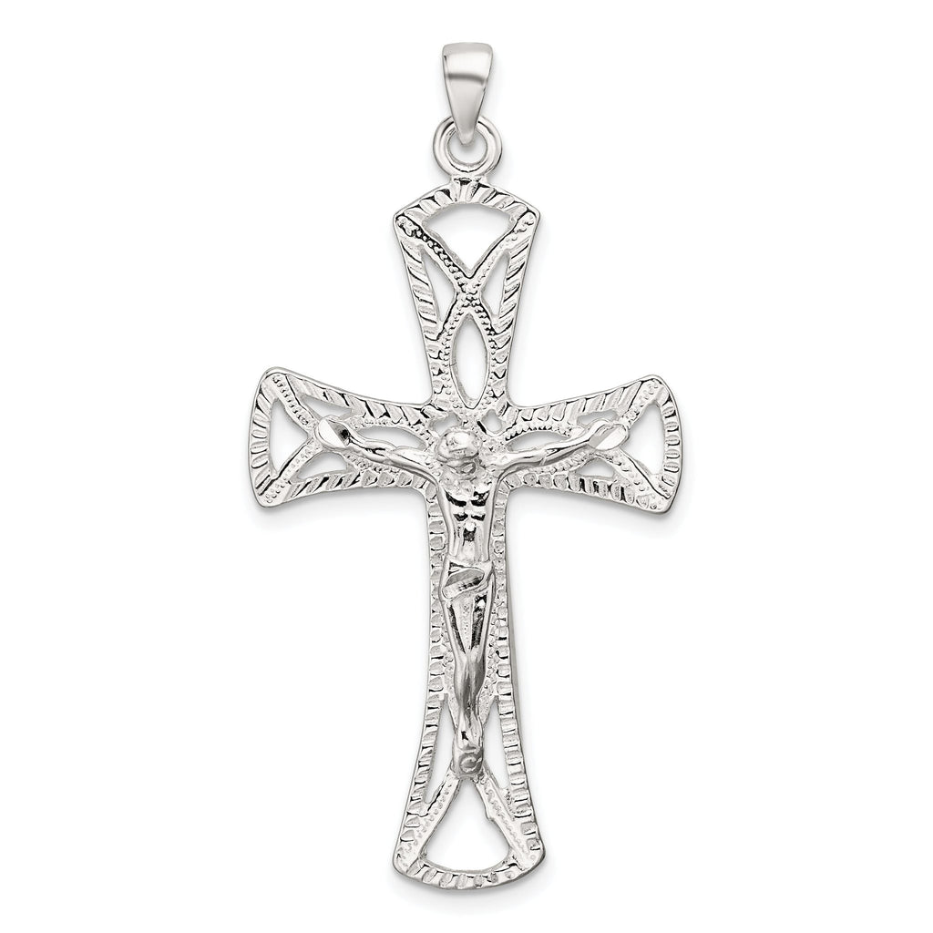 Sophia Jewelers Sterling Silver Polished Crucifix Pendant with Anti-Tarnish Finish