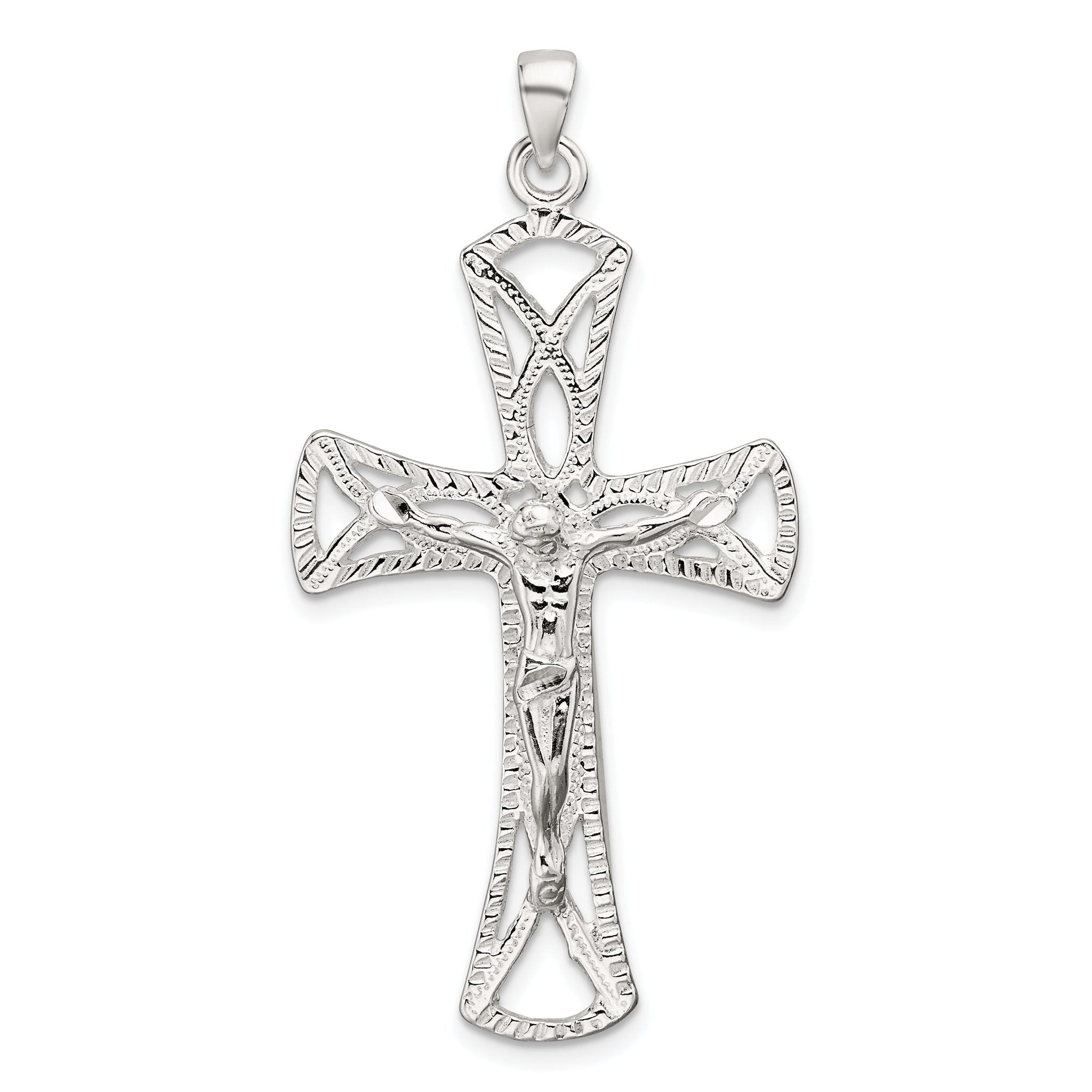 Sophia Jewelers Sterling Silver Polished Crucifix Pendant with Anti-Tarnish Finish