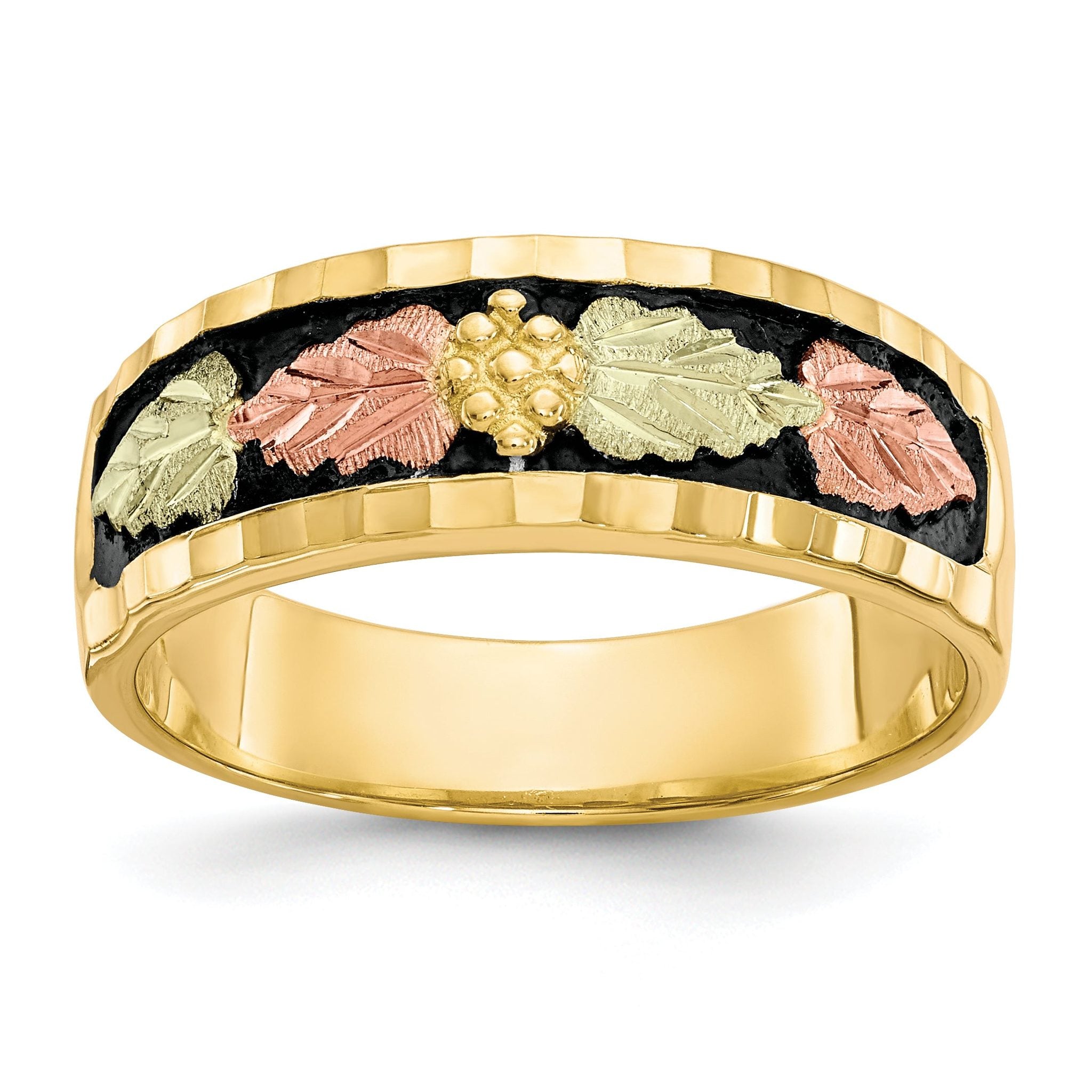 10k Tri-color Black Hills Gold Men's Antiqued Ring Main image