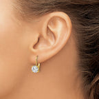 Sterling Shimmer Sterling Silver Gold-tone Flash-gold Plated 7mm CZ 2 Stone Leverback Earrings