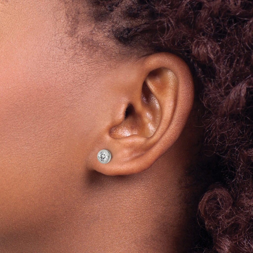 Stainless Steel Polished Cubic Zirconia Stud Earrings