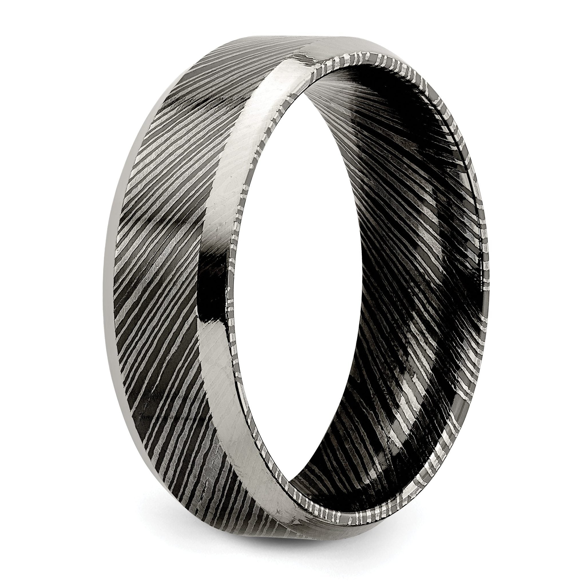 Beveled-Edge Comfort-Fit Wedding Band in Titanium, 7mm