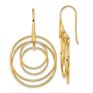 Circles Dangle Earrings in 14K Yellow Gold, 25mm - Sophia Jewelers