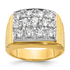 14k with White Rhodium Polished Satin and Grooved Men's Cluster Ring Mounting, Mounting Only