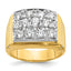14k with White Rhodium Polished Satin and Grooved Men's Cluster Ring Mounting, Mounting Only