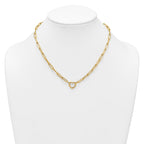 14k Polished Heart Clasp 17.5 inch Paperclip Chain Necklace