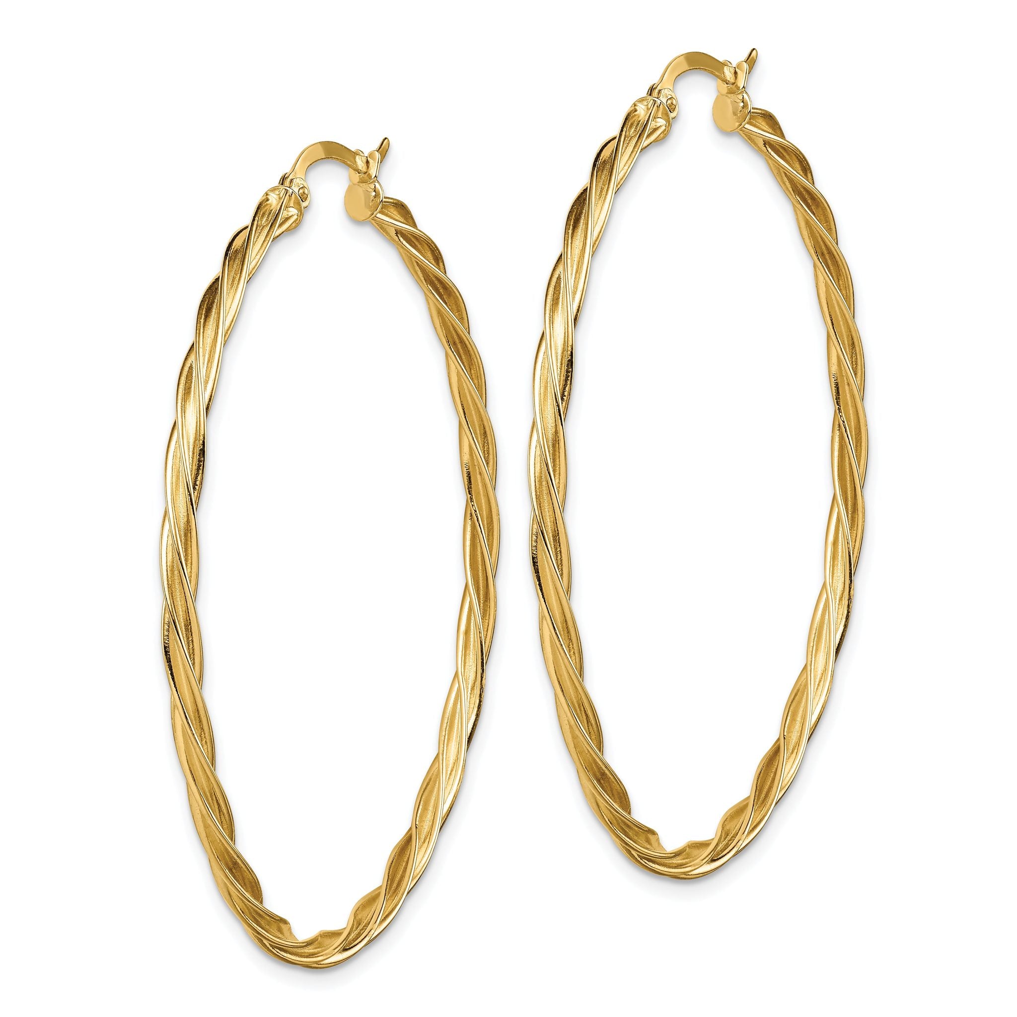 14K Polished 2.5mm Twisted Hoop Earrings