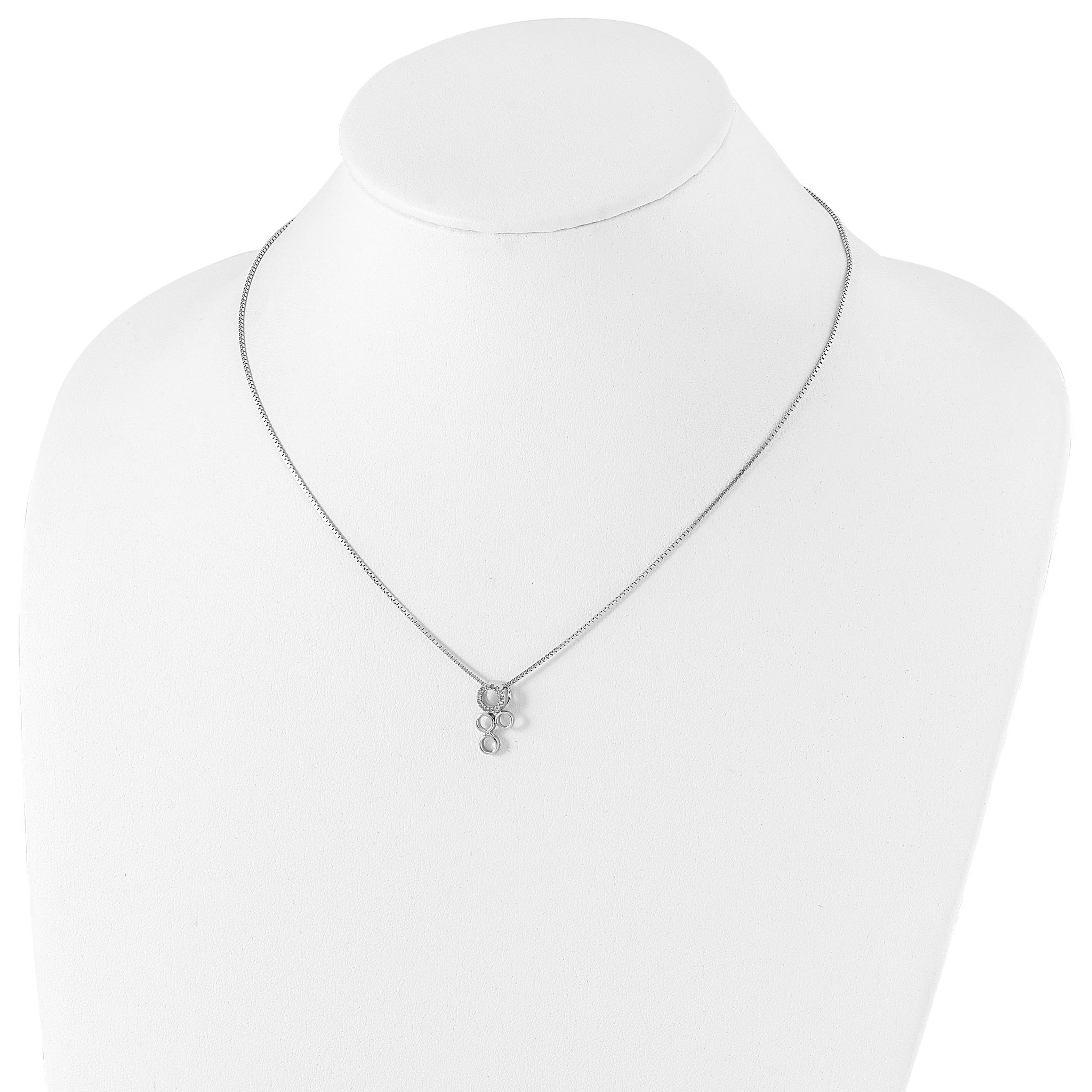 White Ice Sterling Silver Diamond Circle Pendant Necklace with Extender