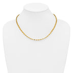 14K Polished and Diamond-cut Beaded Fancy Necklace