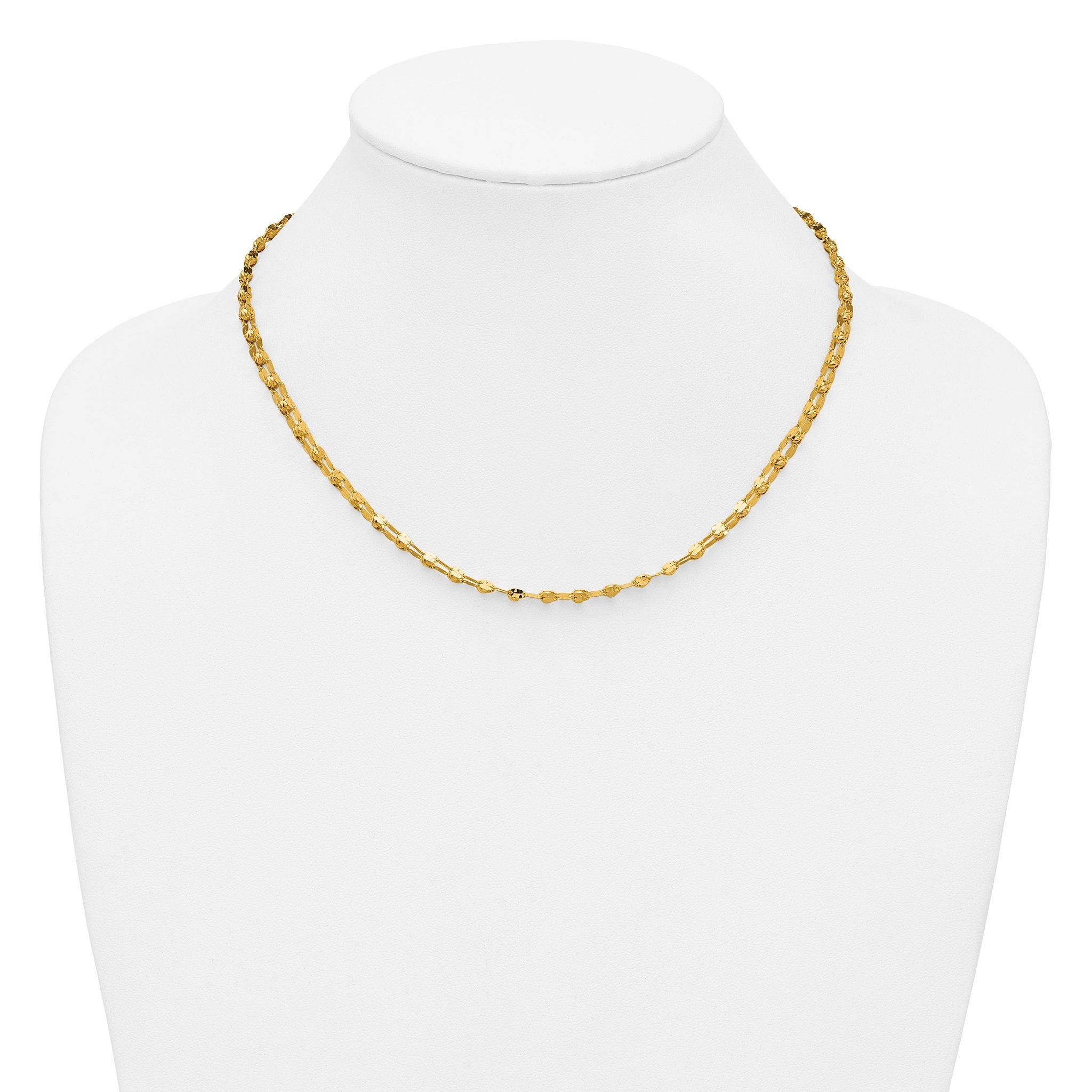 14K Polished and Diamond-cut Beaded Fancy Necklace