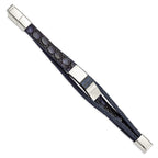 Stainless Steel Polished Blue Wood Multi Strand Blue Leather Bracelet with . Extension