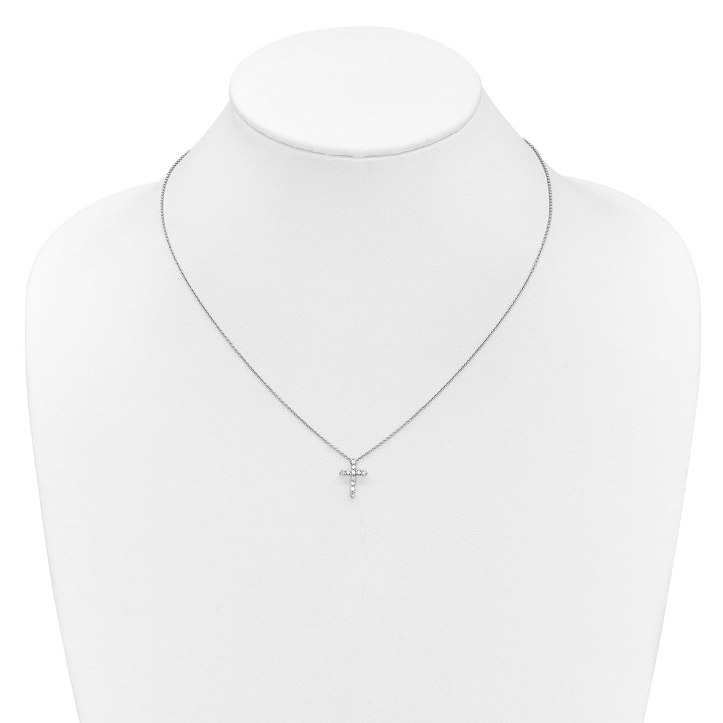 14k White Gold 1/4 carat Lab Grown Diamond VS/SI+ G+ Complete 18 inch Cross Pendant Necklace