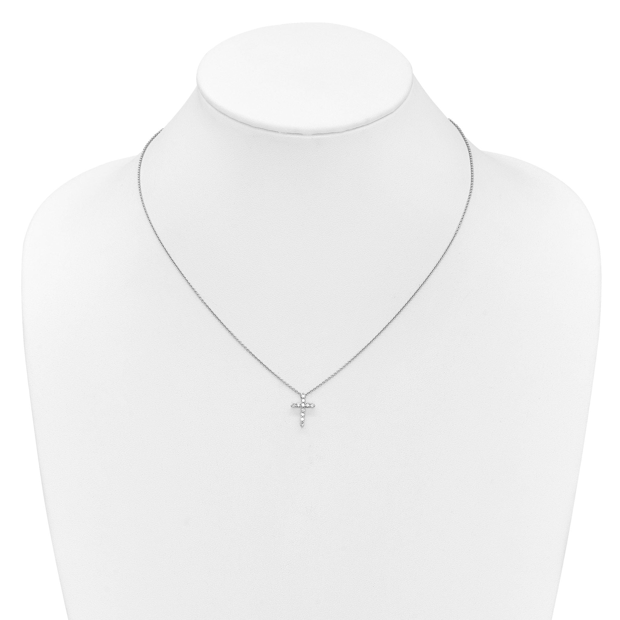 14k White Gold 1/4 carat Lab Grown Diamond VS/SI+ G+ Complete 18 inch Cross Pendant Necklace