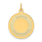 14K Gold Engravable Anniversary Charm with Polished Laser Design