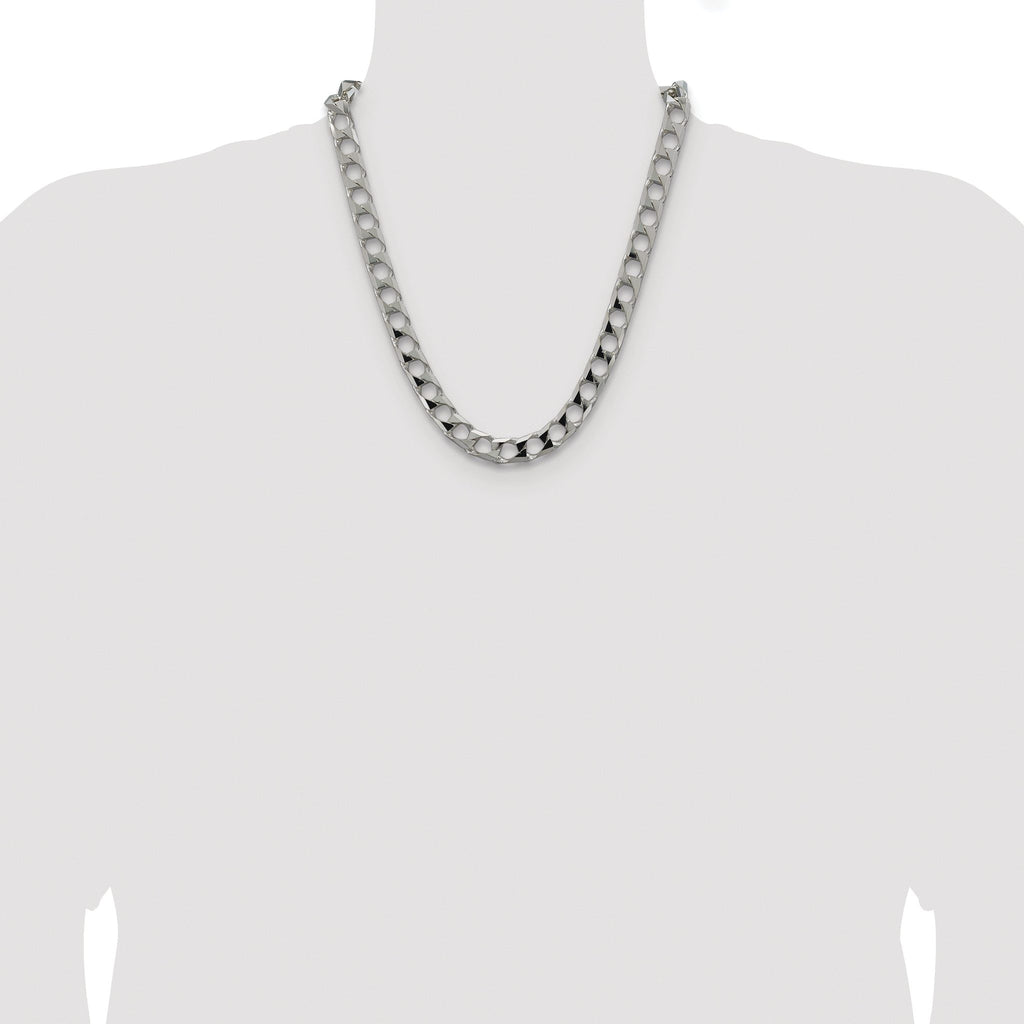 Sterling Silver Rhodium-plated 10.3mm D/C Square Curb Chain