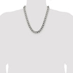 Sterling Silver Rhodium-plated 10.3mm D/C Square Curb Chain