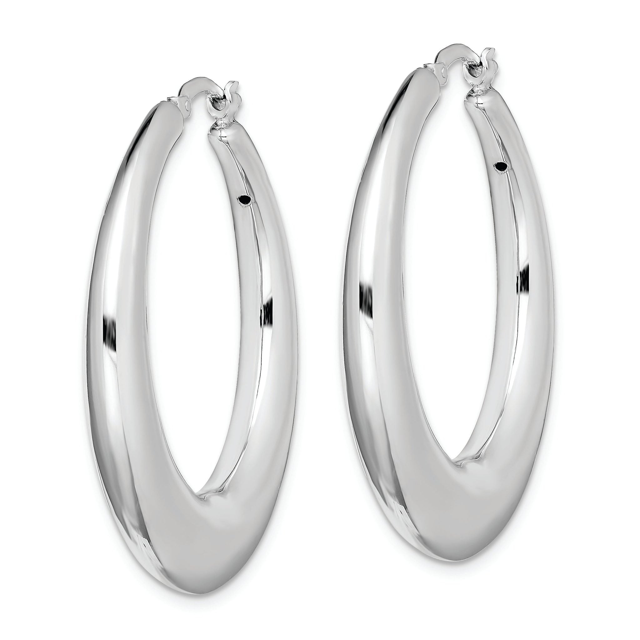 Sterling Silver RH-plated Polished Tapered Hollow Round Hoop Earrings Secondary image
