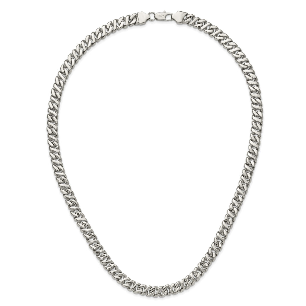 Sophia Jewelers Men's Polished Stainless Steel 24 Curb Chain Necklace