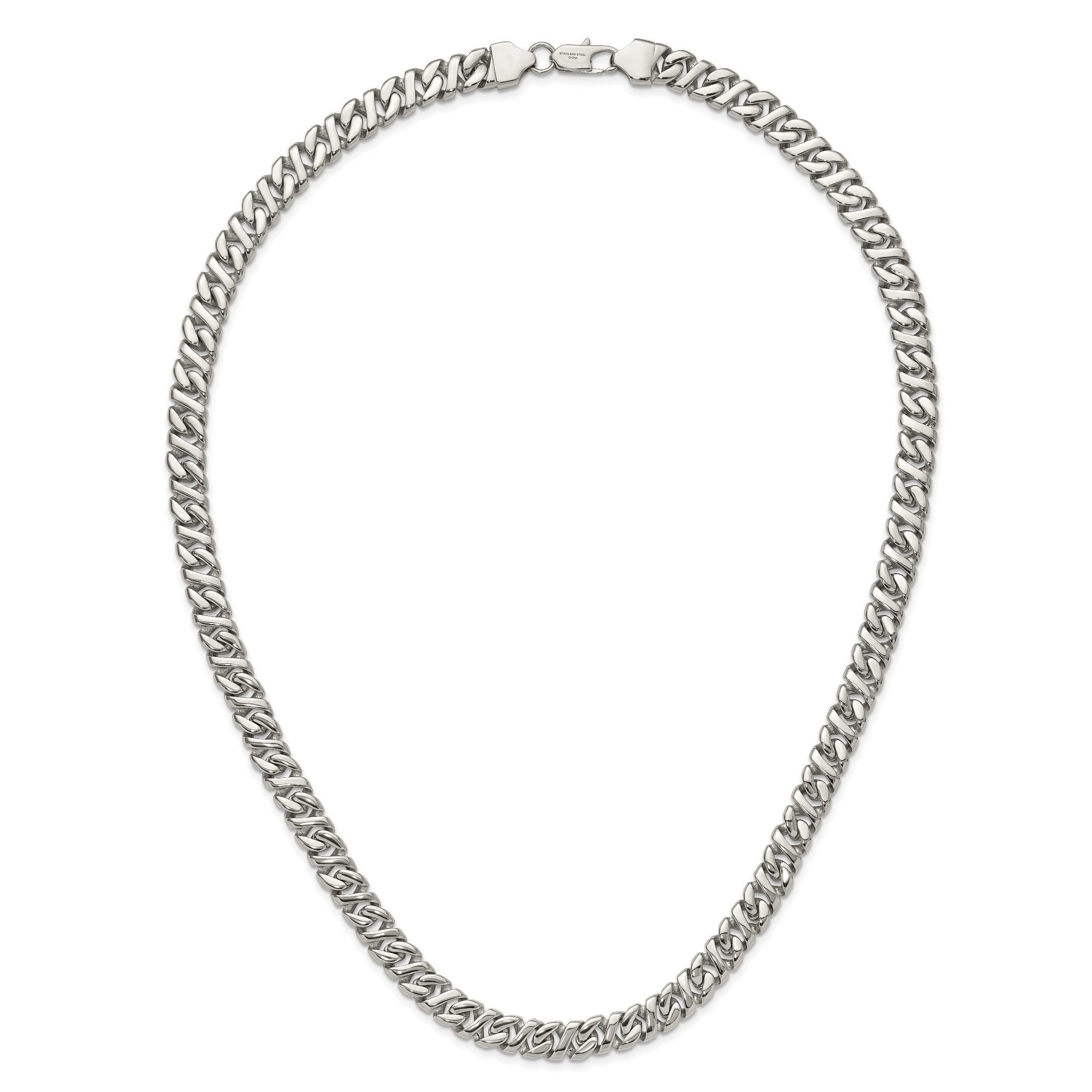 Sophia Jewelers Men's Polished Stainless Steel 24 Curb Chain Necklace