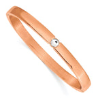 Stainless Steel Polished Rose IP-plated Preciosa Crystal 6mm Hinged Bangle Bracelet for Women