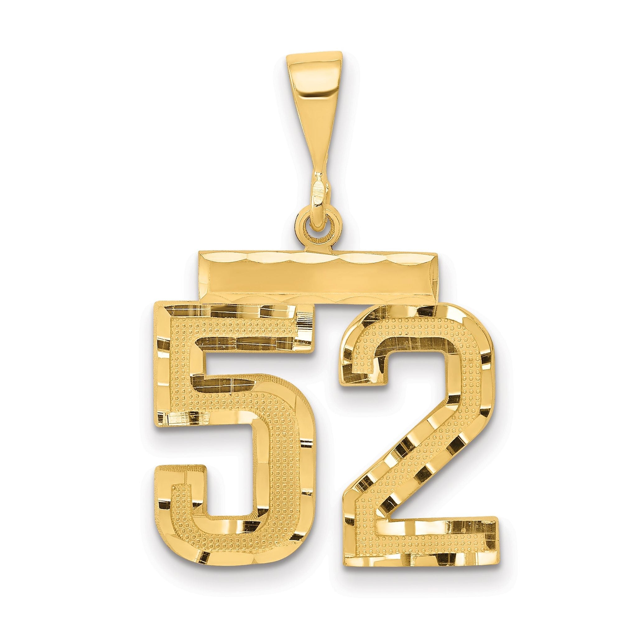 14K Gold Diamond-Cut Number 52 Charm with Polished Finish Medium Main image