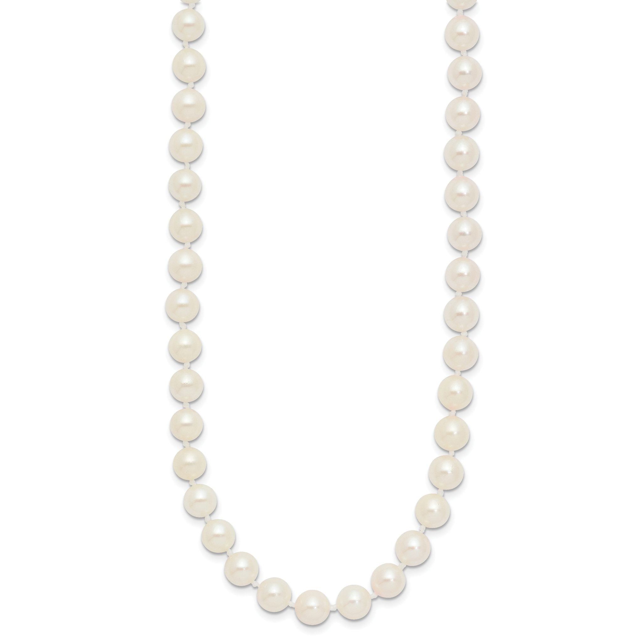 14k 6-7mm White Round Akoya Saltwater Cultured Pearl Necklace