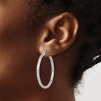 14k White Gold Polished 3mm Polished Hoop Earrings
