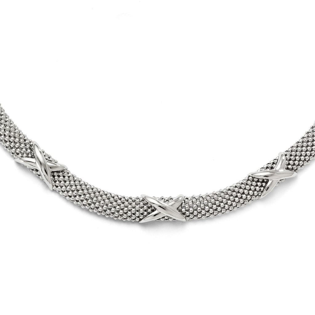 Sterling Silver 925 Polished Mesh Necklace, Solid & Elegant Design