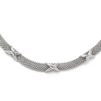 Sterling Silver 925 Polished Mesh Necklace, Solid & Elegant Design