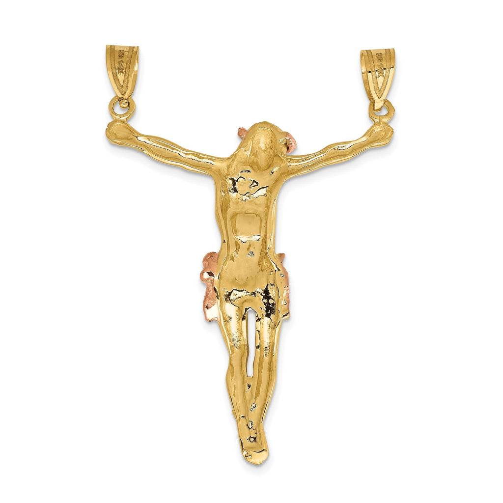 14K Two-Tone Gold Corpus Pendant with Rose Accents 51mm Elegant and Unique.