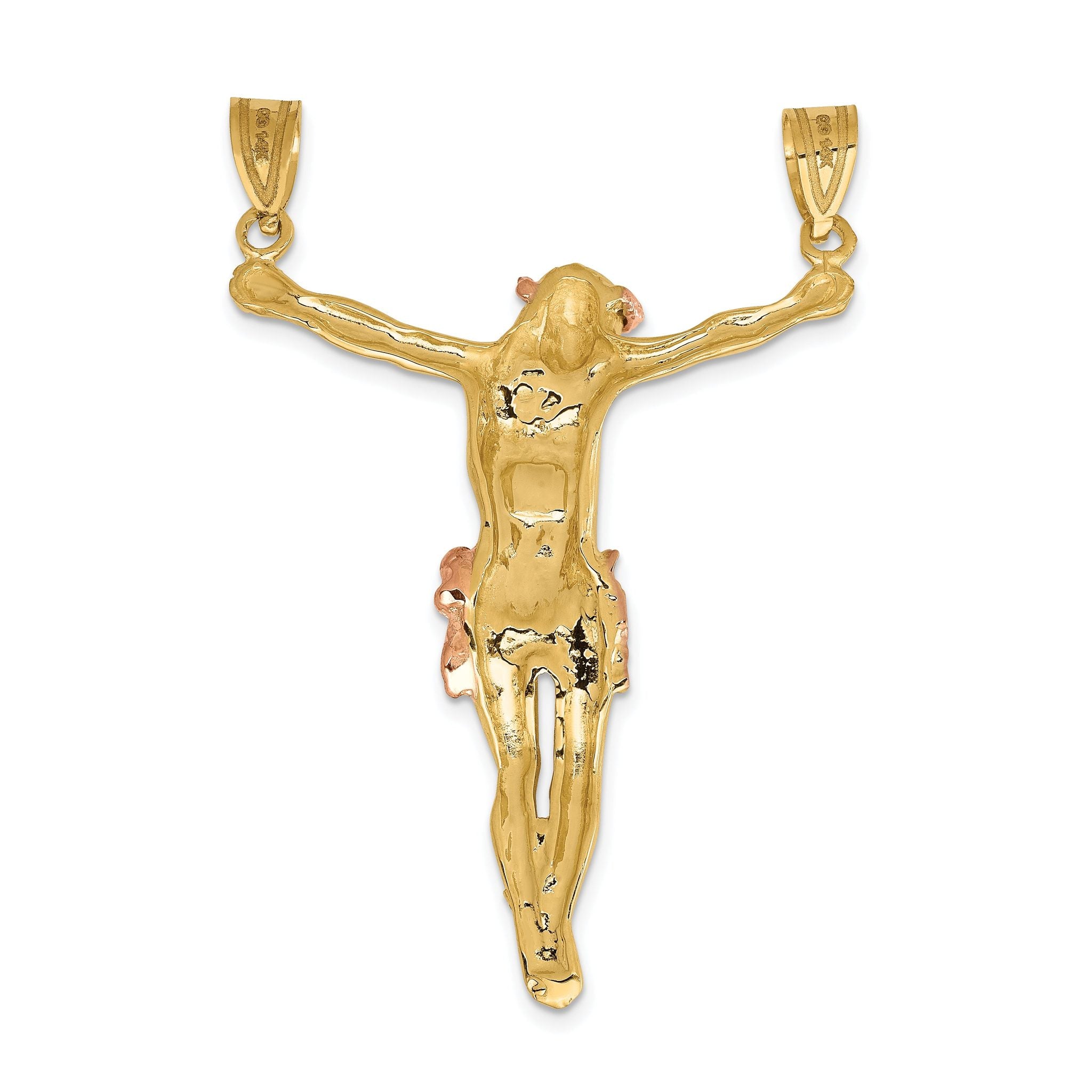 14K Two-Tone Gold Corpus Pendant with Rose Accents 51mm Elegant and Unique.