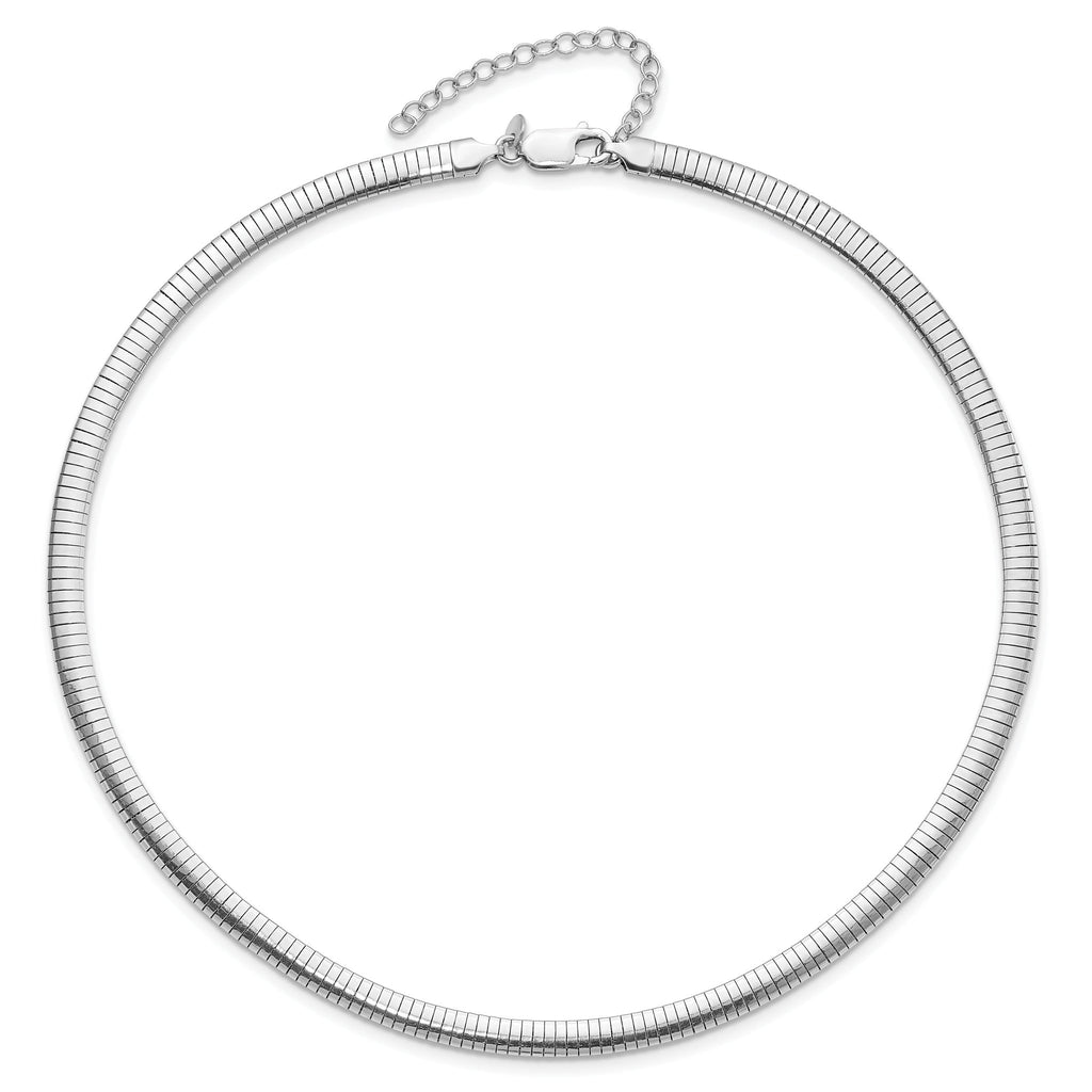Sterling Silver Rhodium-plated 5.2mm With 2in. Ext Cubetto Chain
