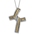 Sophia Jewelers Sterling Silver Gold-Plated Cross Necklace with Gift Box