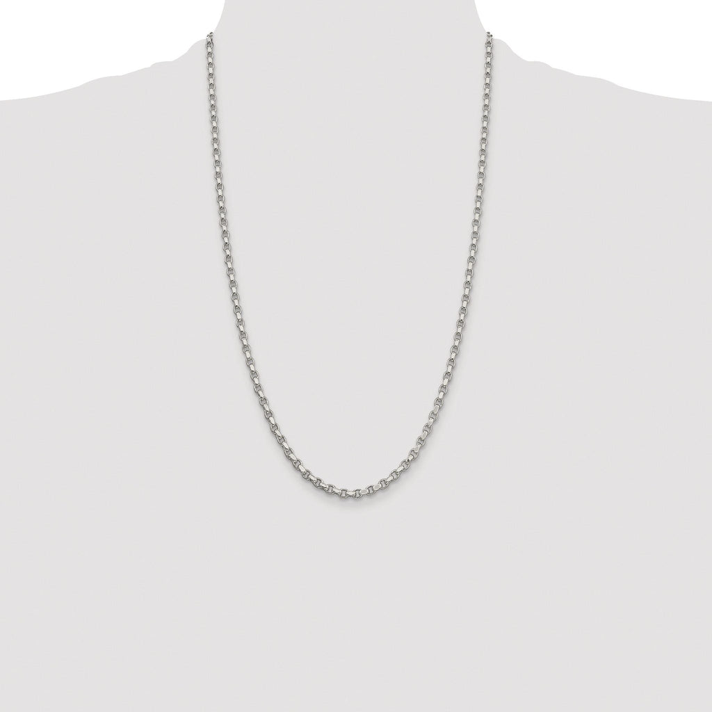 Sterling Silver Rhodium-plated 3.5mm Diamond-cut Rolo Chain