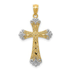 14K Gold Reversible Cross Pendant with Rhodium Accent  Solid, Elegant Design