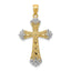 14K Gold Reversible Cross Pendant with Rhodium Accent  Solid, Elegant Design