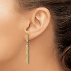 14K Two-tone Polished/Satin/Dia-cut Post Dangle Earrings