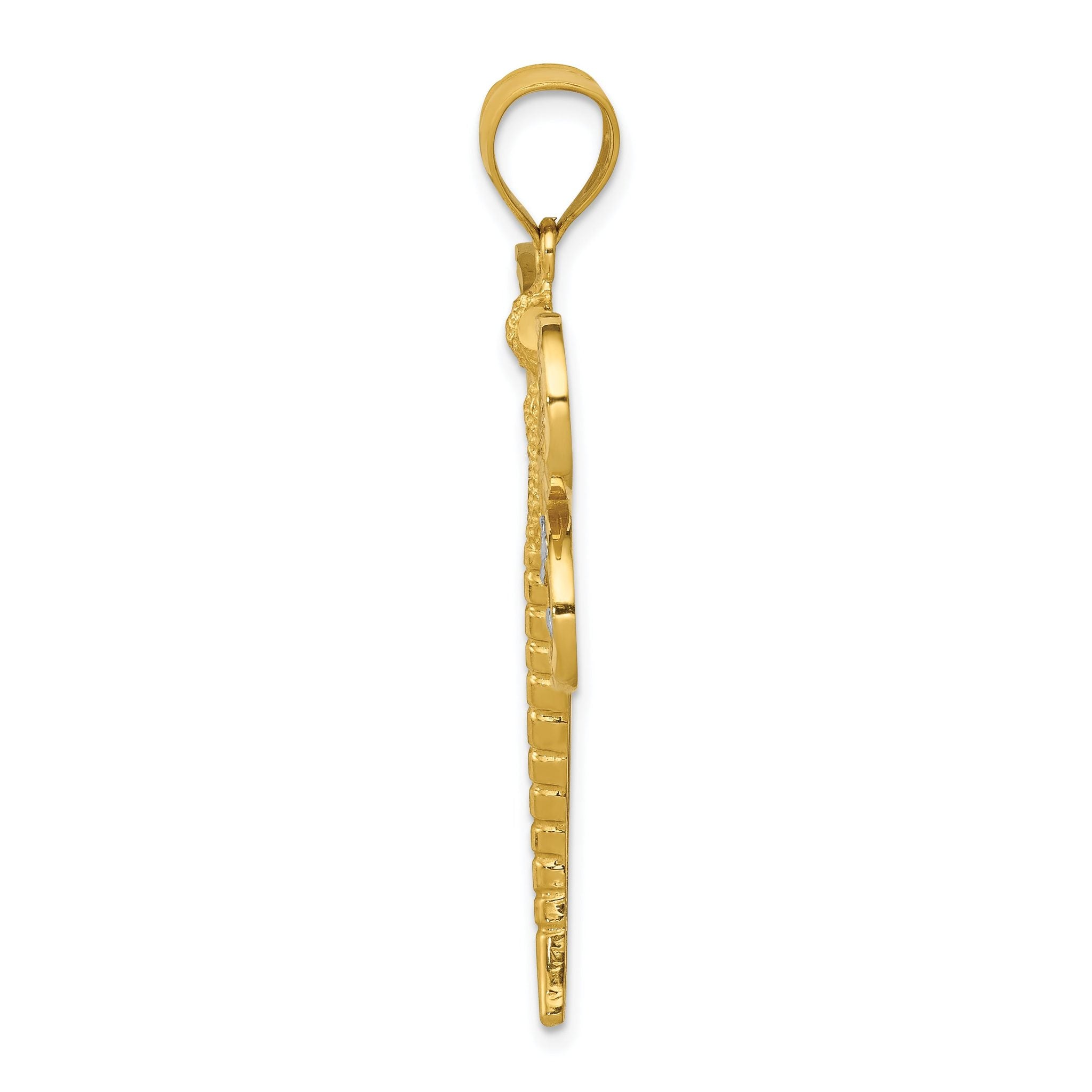 14K Gold Diamond-Cut Dragonfly Pendant with Rhodium Filigree Detailing Secondary image